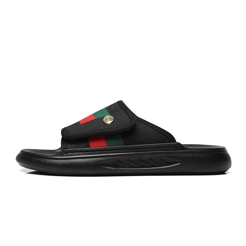 Mulinsen Slip Resistant Odor Resistant Abrasion Resistant Slide Slippers Men's Black
