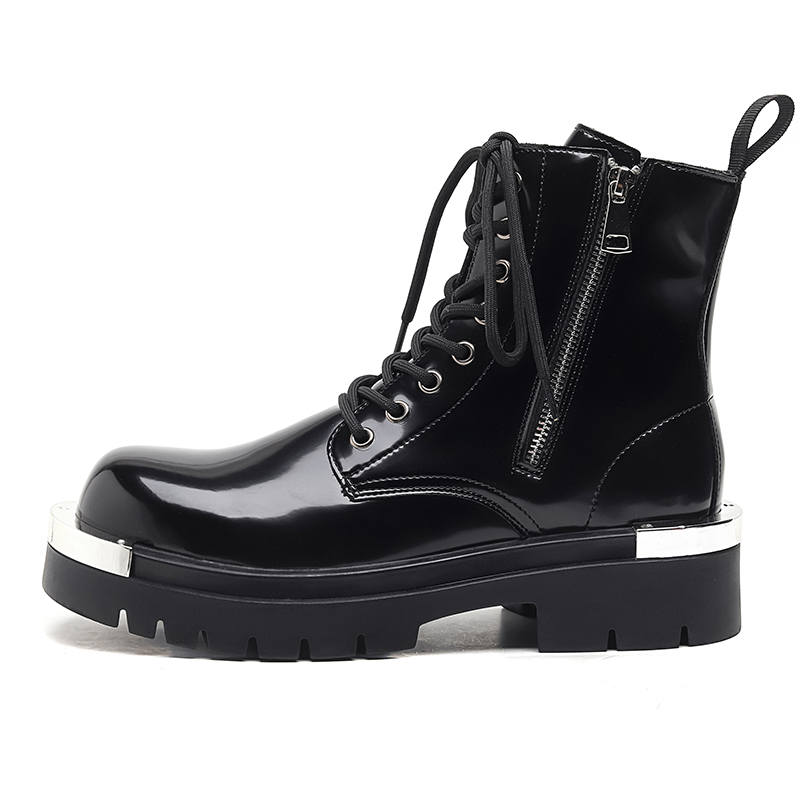 PINYI PINYI Microfiber Leather Short Combat Boots Men's Black