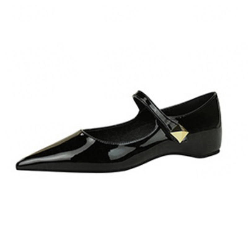 QITUMAUL Patent Leather Flat Mary Jane Shoes 3cm Women's