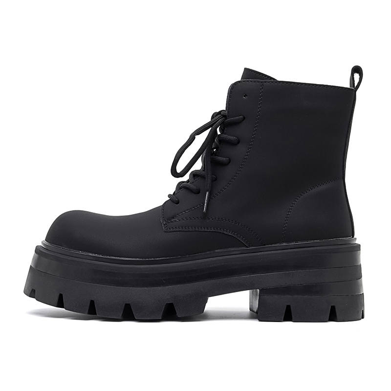 WEISHIBANGWEI WEISHIBANGWEI Microfiber Leather Short Combat Boots Unisex Black