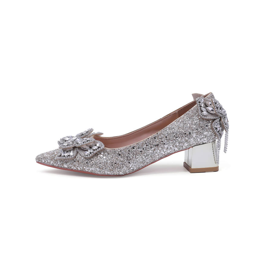 DAWEIJIA Shinny Leather Chunky Heel High Heels Women's