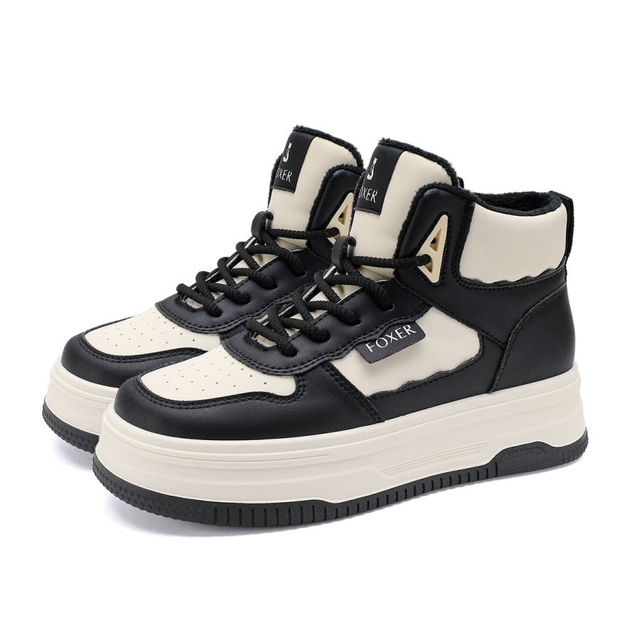 FOXER High top Casual Shoes Women's Ecru/Black