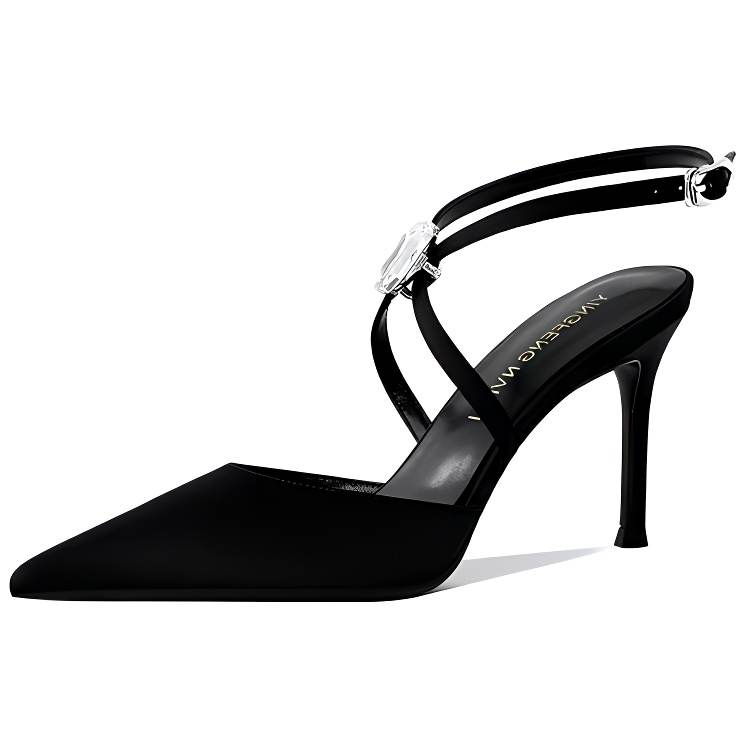 LANMOU Slim Heel High Heels 8cm Women's Black