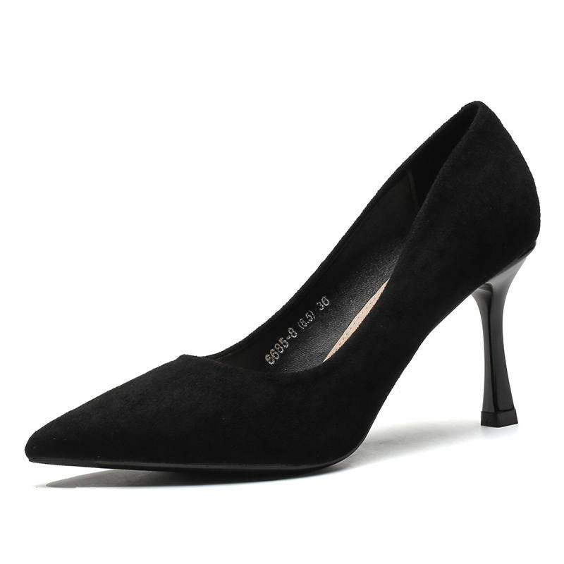 QITUMAUL Suede Chunky Heel High Heels Women's Black