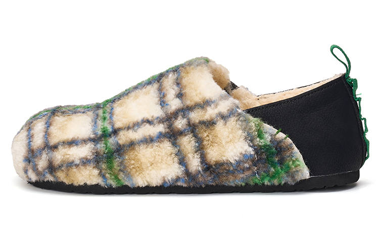 Joy&Mario Fabric Fleece Lined Thermal Fuzzy Slip on Flat Casual Shoes 3.5cm Women's