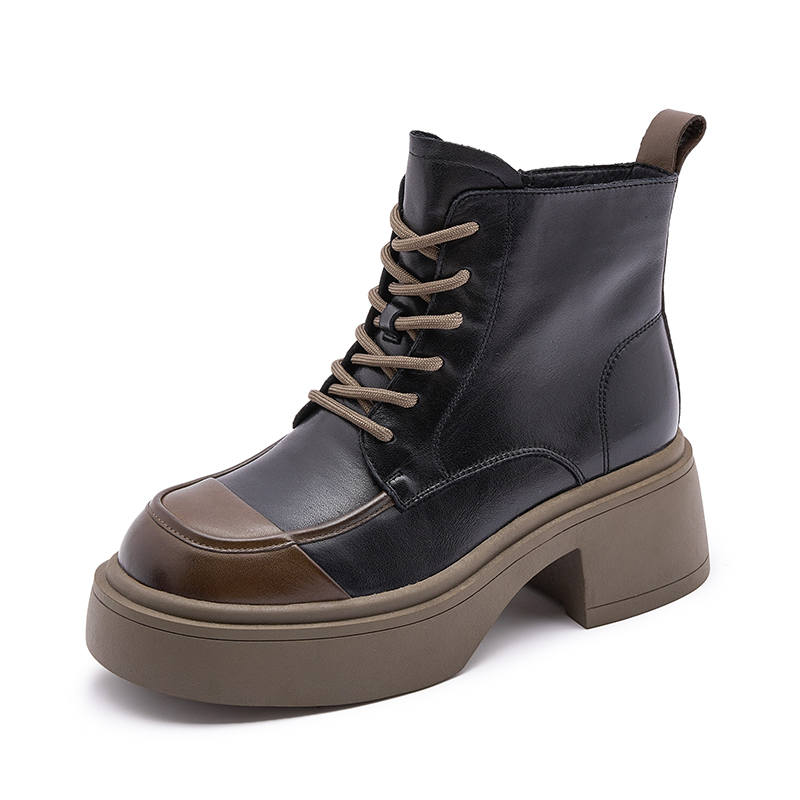 MILANLIANGE Crew Combat Boots 6cm Women's