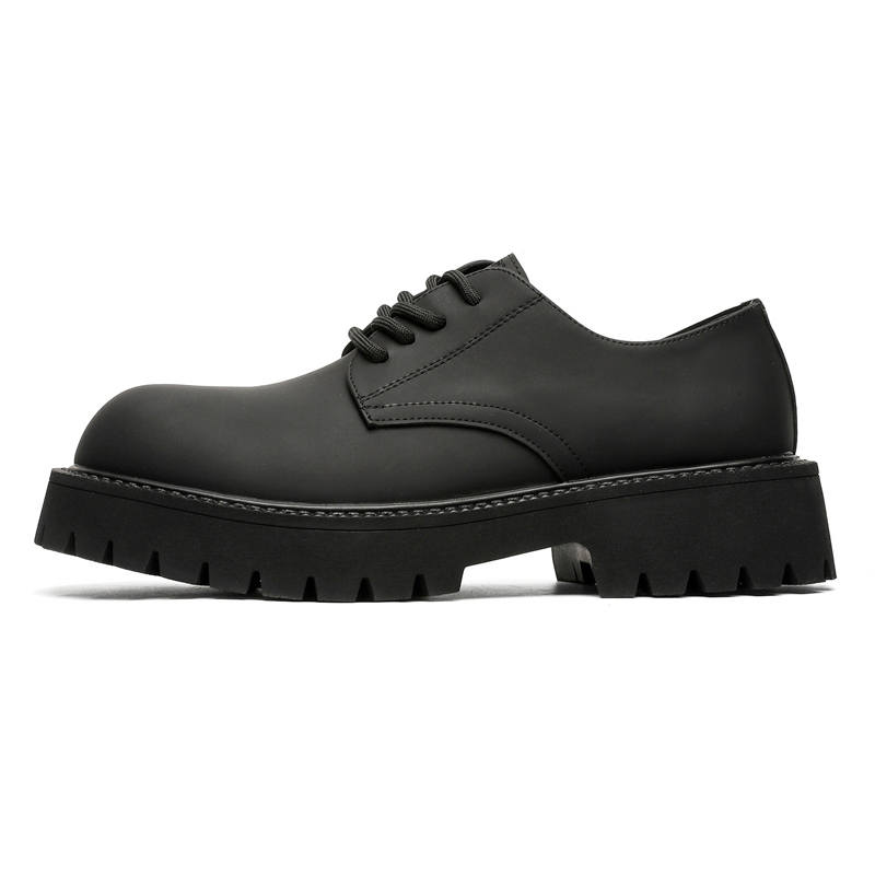 DUNNU Casual Leather Shoes Men's Low Top Black