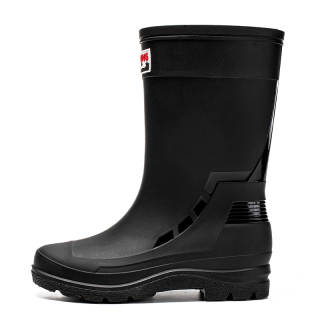 LONGYING Rain Boots Men's Black/Black Red