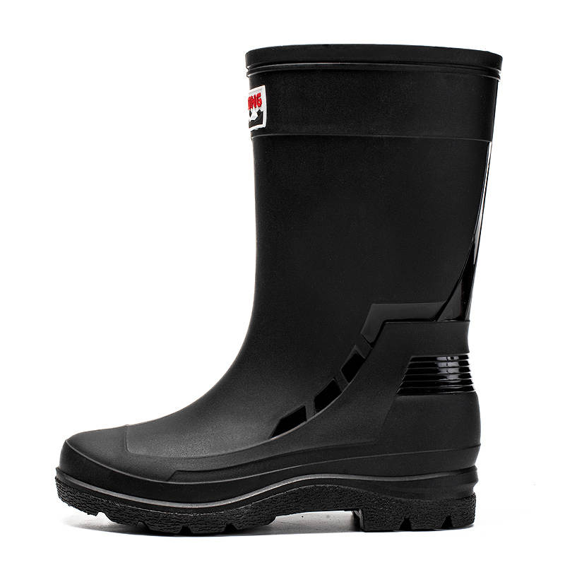 LONGYING LONGYING Rain Boots Men's Black/Black Red