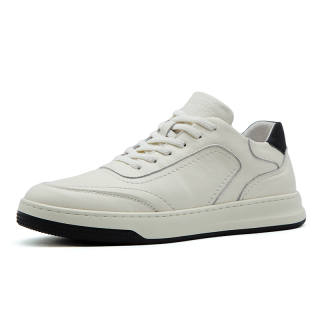 AOLUN Top Grain Cow Leather Slip Resistant, Abrasion Resistant, Breathable Low top Skateboard Shoes Men's White