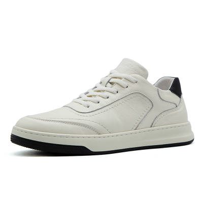 AOLUN Top Grain Cow Leather Slip Resistant, Abrasion Resistant, Breathable Low top Skateboard Shoes Men's White