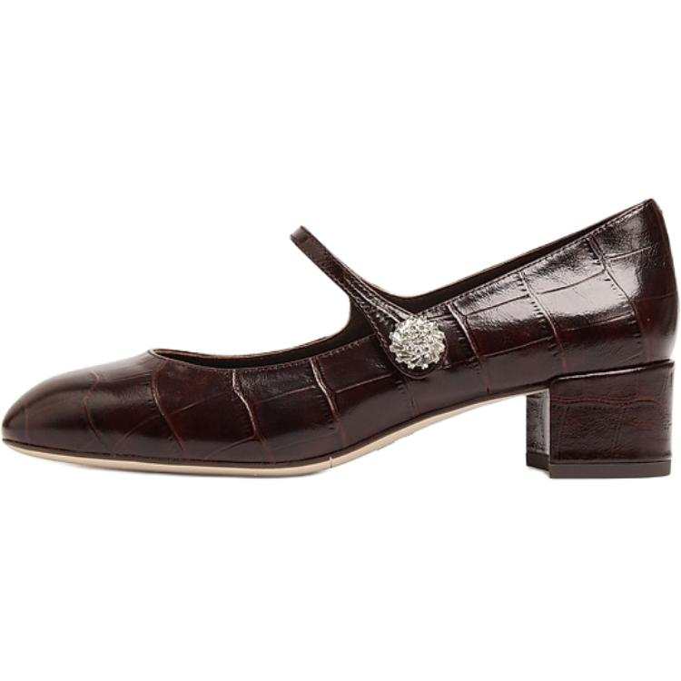Staccato Elegant Vintage Cow Leather Chunky Heel Mary Jane Shoes 4cm Women's