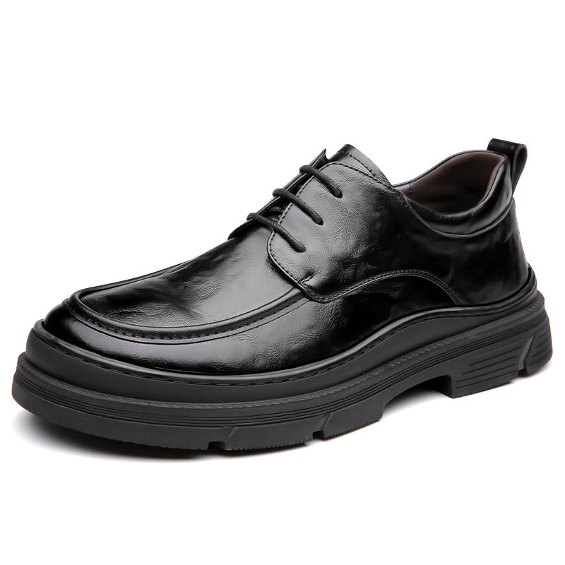 CITONGXIANSHENG Cow Split Leather Casual Shoes Men's Black