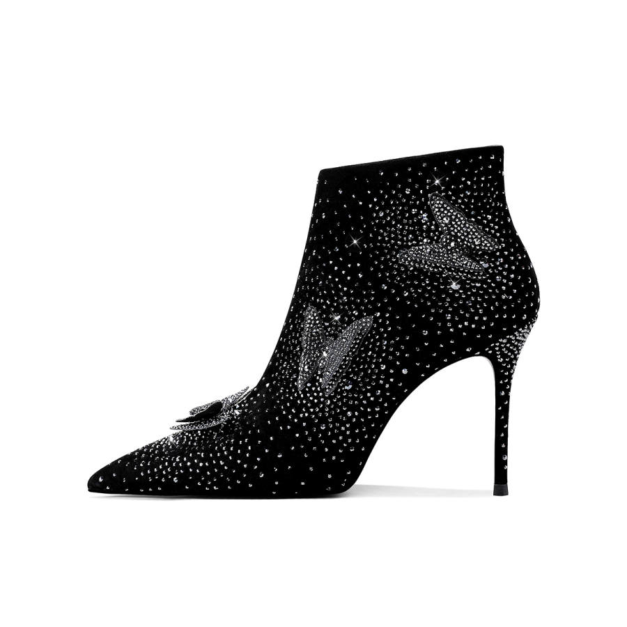 Hoov Sheepskin Ankle Boots 9cm Women's Elf Black
