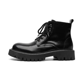 SHUILIXING Microfiber Leather Short Combat Boots Men's Black