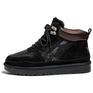 ACEMICKY Cow Suede Thermal Thickened And Fleece Lined Slip Resistant Versatile Snow Boots Men's