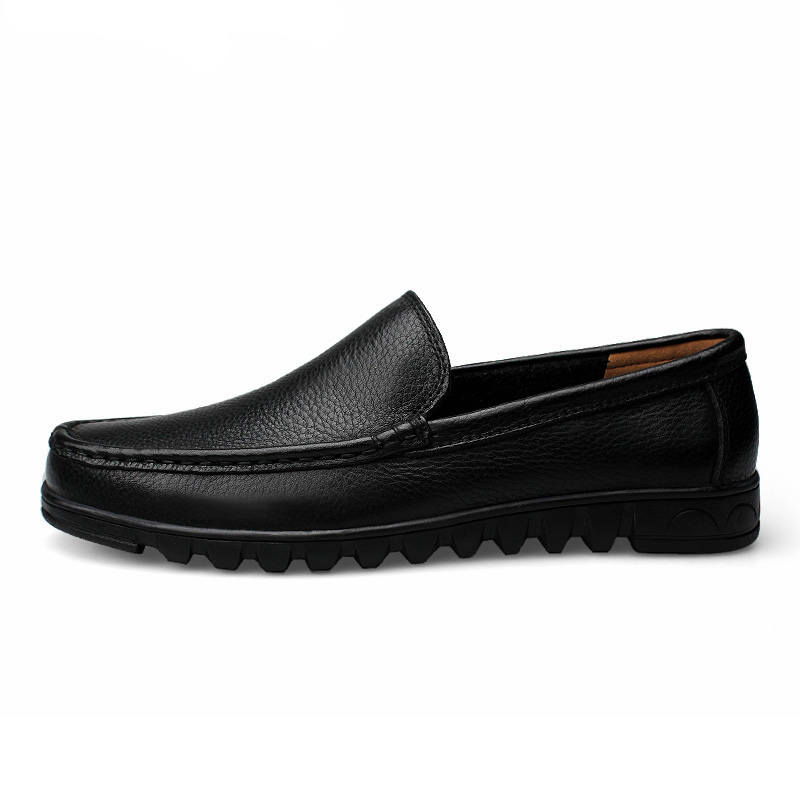 YINGLUNQISHI Top Grain Cow Leather Casual Shoes Men's Black