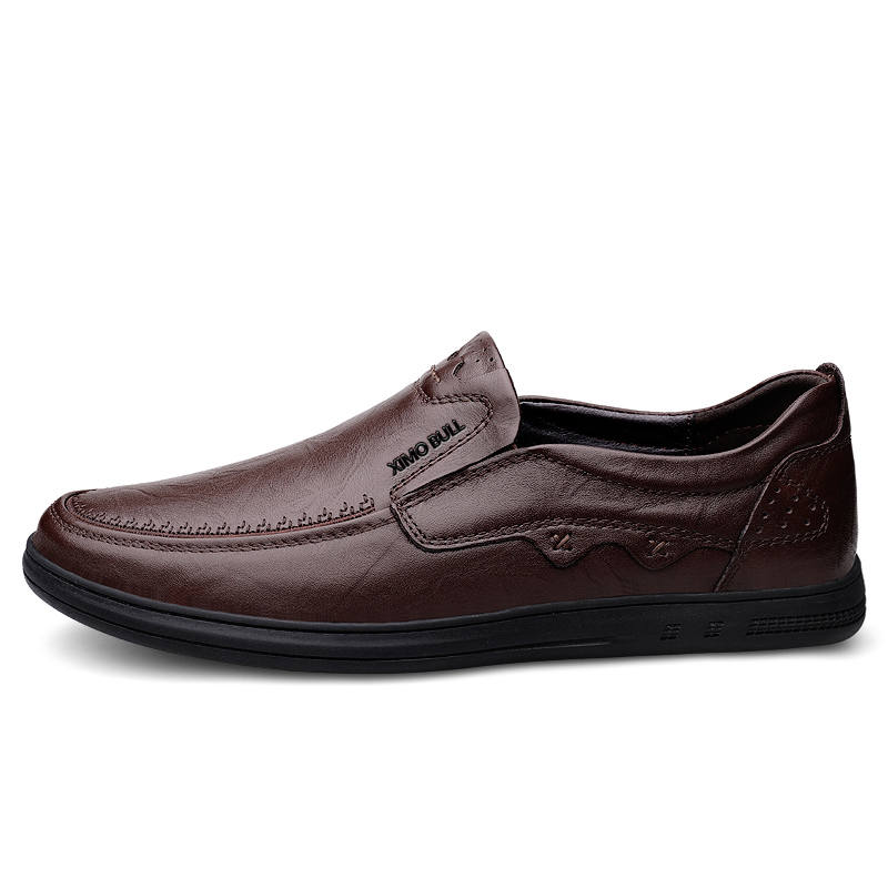XIMO BULL Top Grain Cow Leather Casual Shoes Men's Black