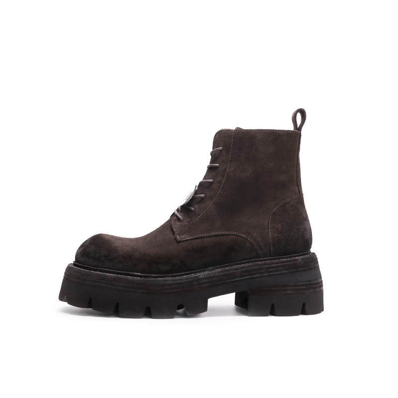 Viplander Viplander High Luster Reverse Suede Short Combat Boots Men's Coffee
