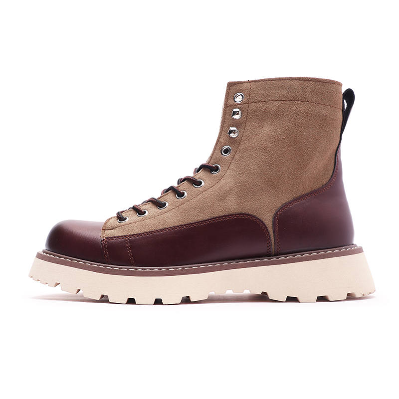V ZERO FIVE V ZERO FIVE Microfiber Leather Short Combat Boots 3.5cm Men's Red
