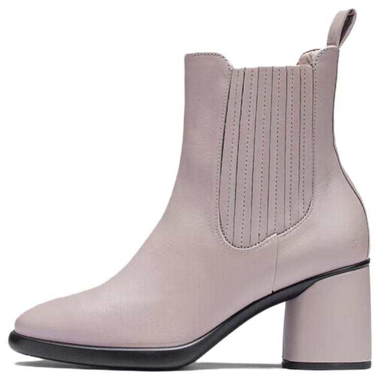 Ecco Cow Leather Short Chelsea Boots Women's Gray Pink