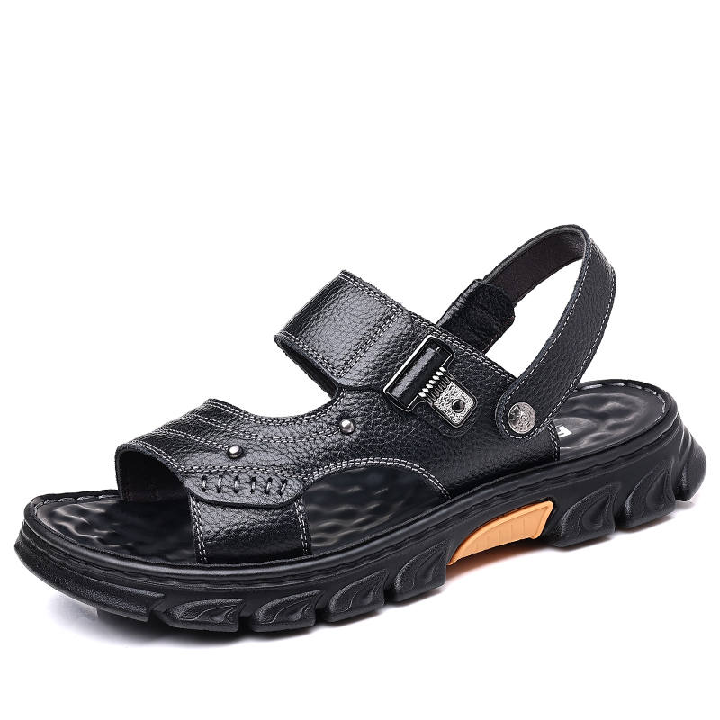 YILICHUANZHANG Top Grain Cow Leather Beach Sandals Men's