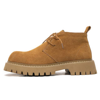 PINYI Cow Suede Combat Boots 3.5CM Men's Yellow