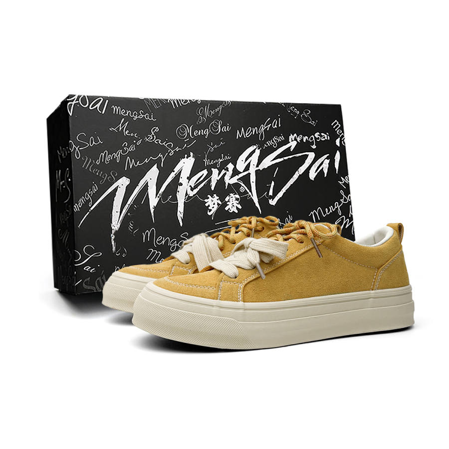 Mengsai Cushioning Abrasion Resistant Cushioning, Wear Resistant Low top Skateboard Shoes Men's Yellow