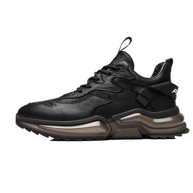 POPULAR ROUSE PR Cow Split Leather Low top Casual Shoes Men's Black