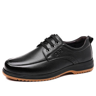 EGCHI Casual Leather Shoes Men's Low Top Black