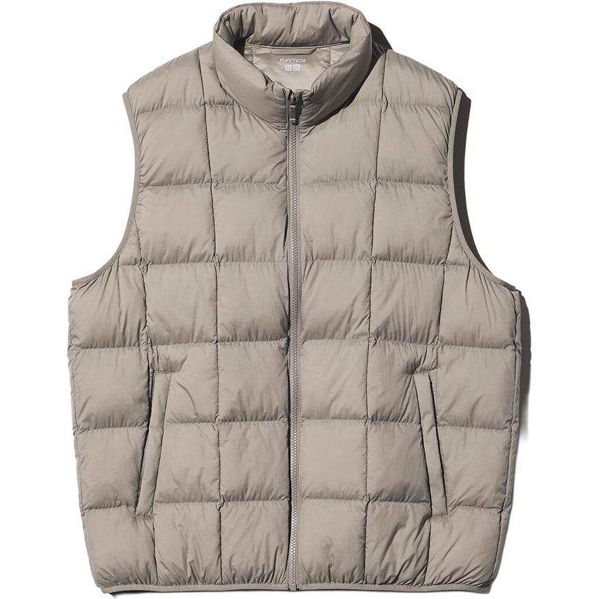 UNIQLO Down Vests Unisex Dark Beige Stand Collar Moderate Other