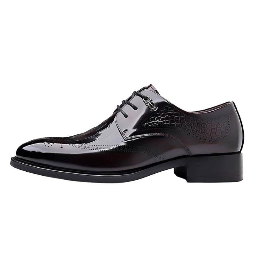 KACHILANG Cow Split Leather Dress Shoes Men's Black