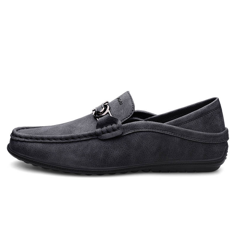 WENNAI Top Grain Cow Leather Casual Shoes Men's Black