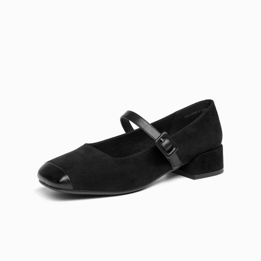 GEMEIQ Fabric Chunky Heel Mary Jane Shoes Women's