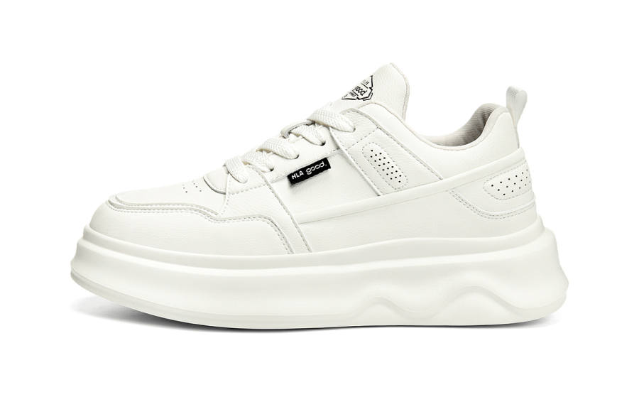 HLA Skateboard Shoes Men's Low Top White Blue, White, Black