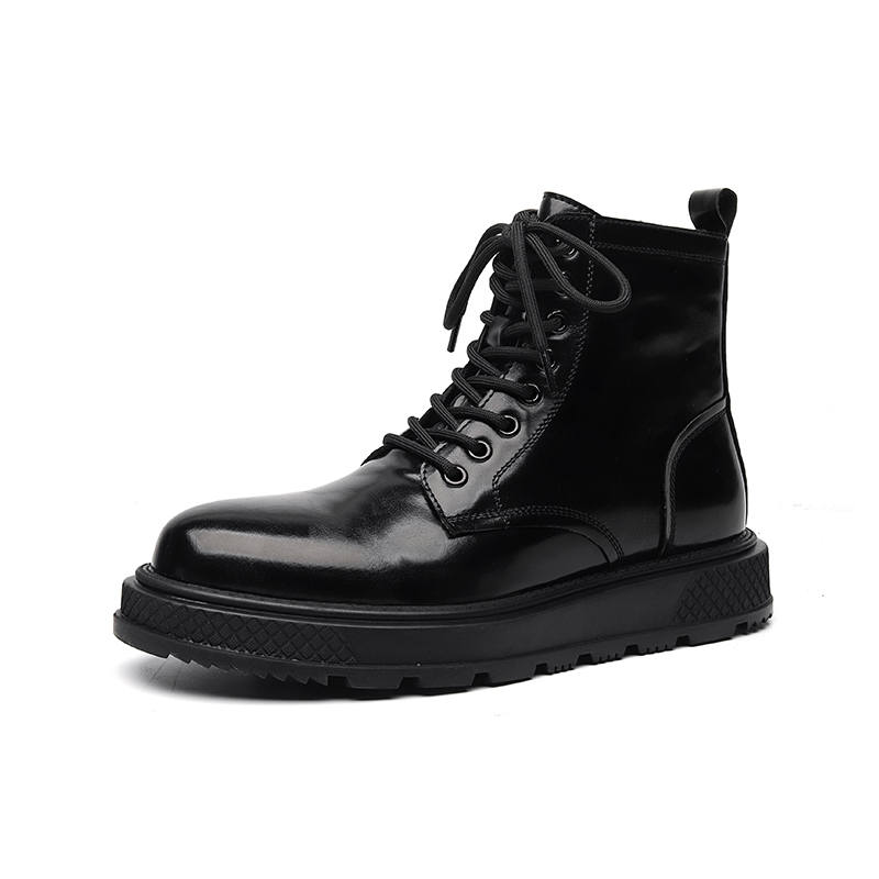 KAQIAODI Microfiber Leather Short Combat Boots Men's Black