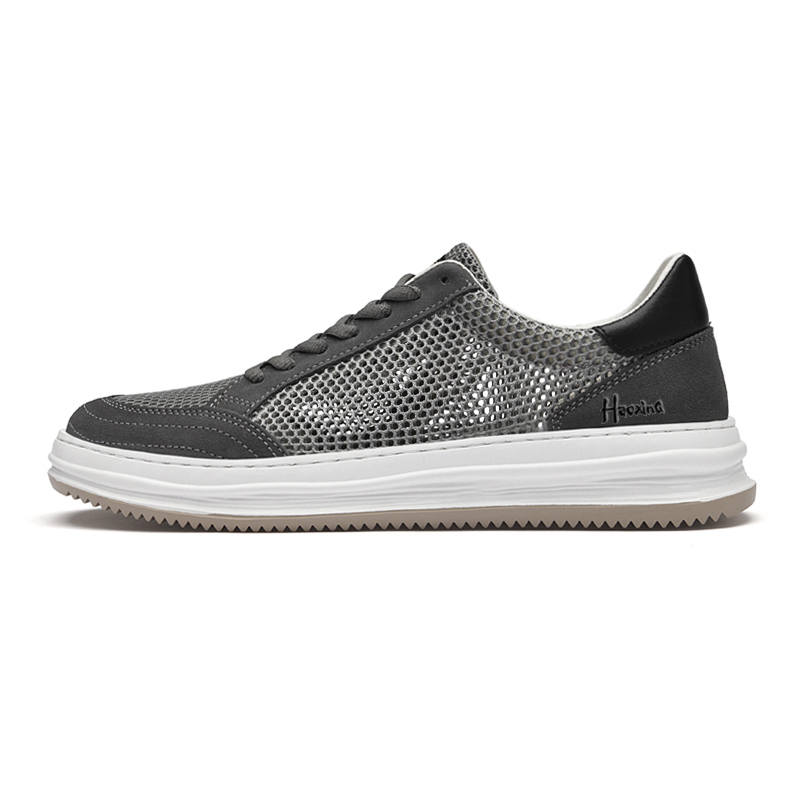 HAOXING Abrasion Resistant Breathable Abrasion Resistant Breathable Low top Skateboard Shoes Men's Gray Blue