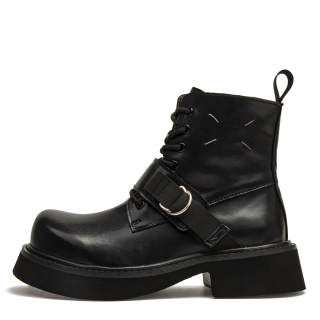 1997K Leather Short Combat Boots 5CM Unisex Black