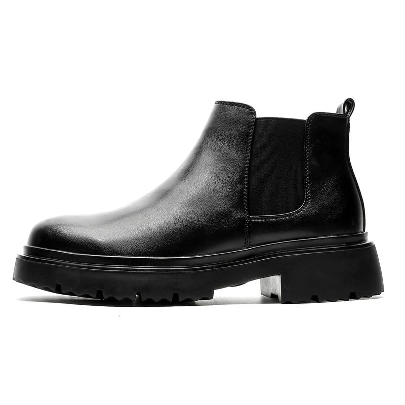 CHILANG Pu Short Chelsea Boots Men's Black