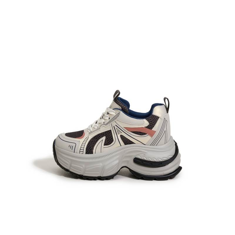 MILANLIANGE Microfiber Leather Cushioning Slip Resistant Abrasion Resistant Low top Chunky Sneakers Women's
