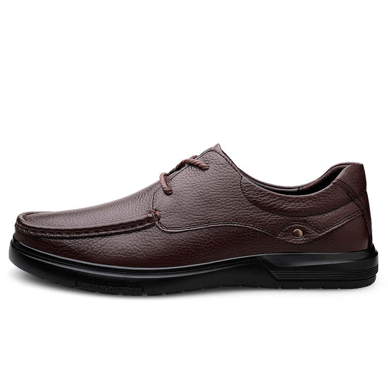 YINGLUNQISHI Top Grain Cow Leather Casual Shoes Men's Brown