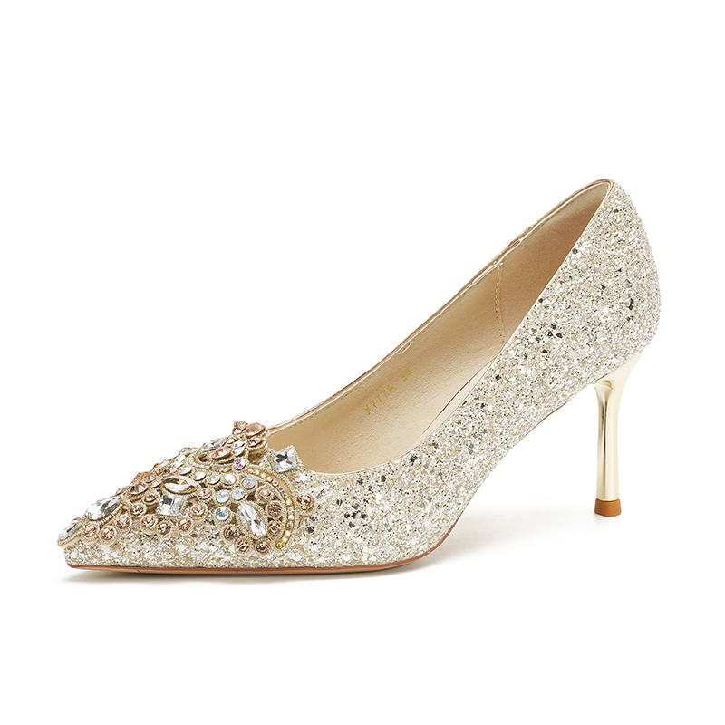 Lanza Shinny Leather High Heels Women's Champagne