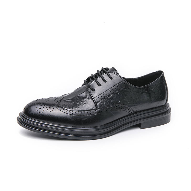 PEHL Casual Leather Shoes Men's Low Top Black