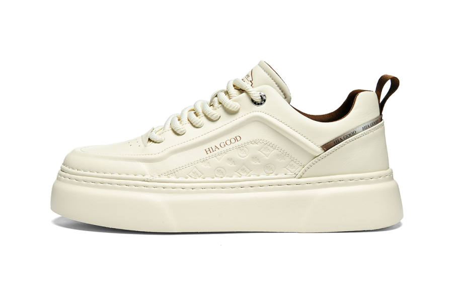 HLA Skateboard Shoes Men's Low Top White Gray, Ecru