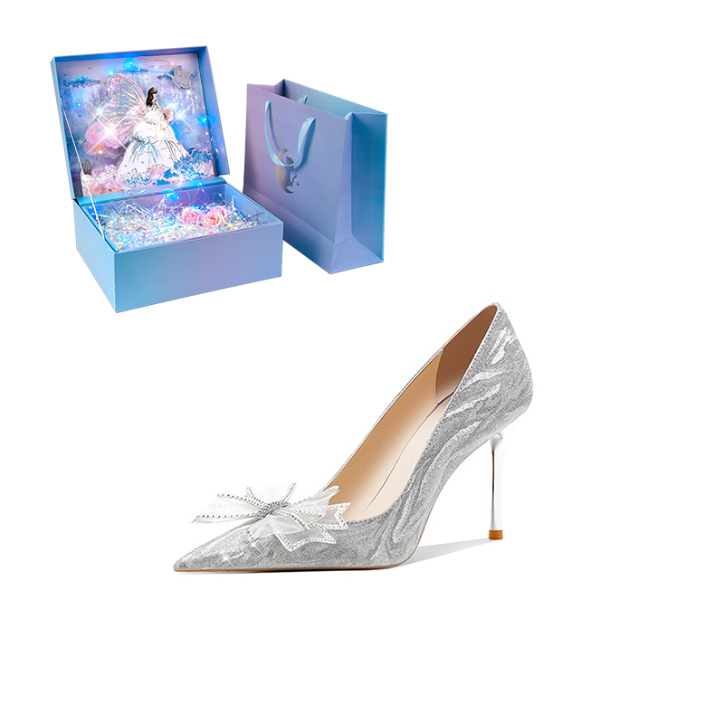WUGUNIANG Heart Fluttering Refined Romantic Gift Box Slim Heel High Heels Women's