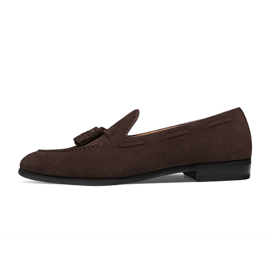 THOM WILLS British Suede Fringe Loafers Casual Shoes Men's Dark Coffee