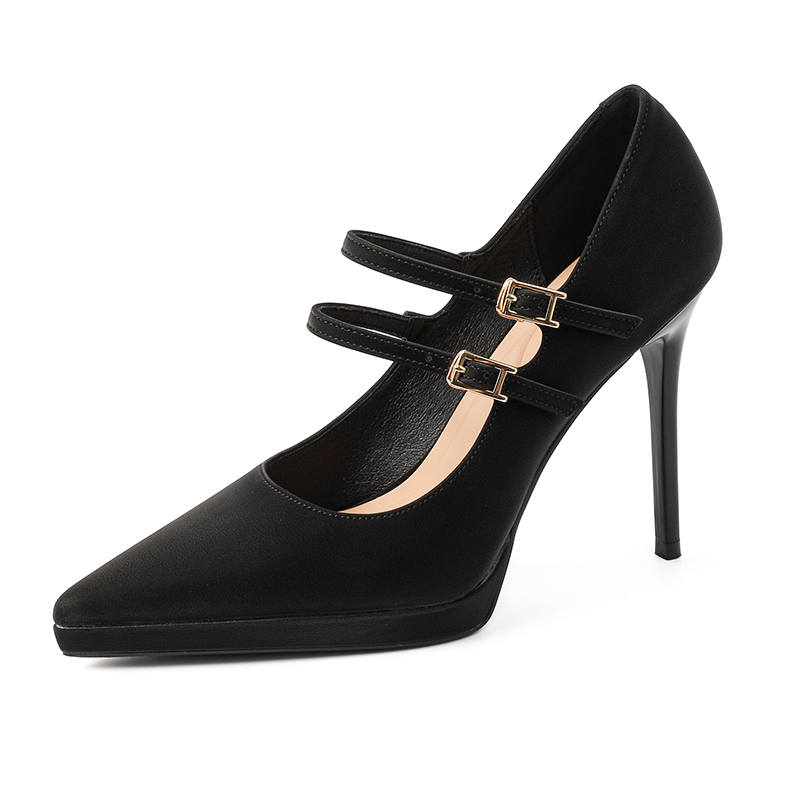 Zubumei Microfiber Leather Slim Heel High Heels 10.5cm Women's