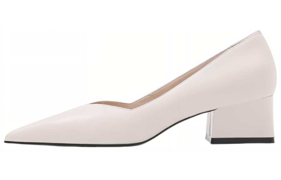 CAMEIDO Block Heel High Heels 4.5cm Women's Ecru