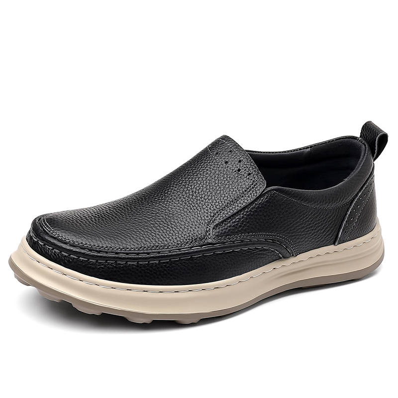 JANECO Top Grain Cow Leather Casual Shoes Men's Black