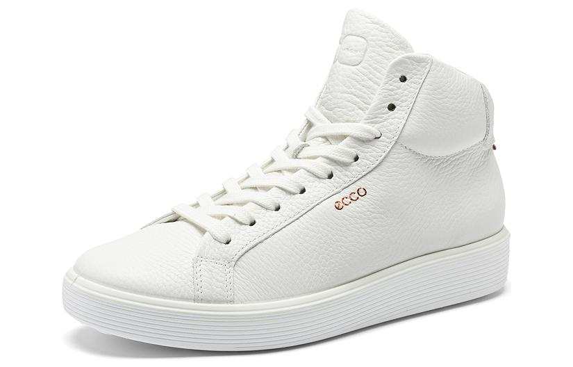 Ecco Fluttershy 60 Anniversary Cow Leather High top Skateboard Shoes Women's White